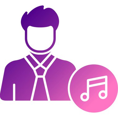 Gitar ikonu olan bir adam, vektör çizimi, düz tasarım