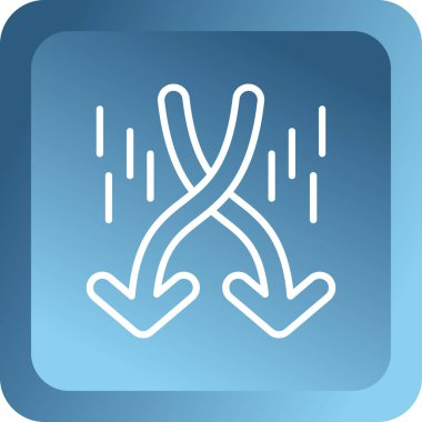 Mavi çizgi çapraz ok simgesi beyaz arkaplanda izole edildi. vektör.