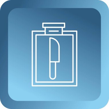 Su ikonlu beyaz şişe uzun gölgeli. Gazoz içeceği. Su şişesi ikonu. Mavi kare düğme. vektör.