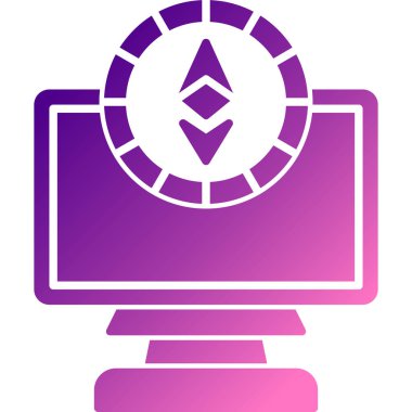 Bir dizüstü bilgisayar ve ethereum simgesinin vektör çizimi