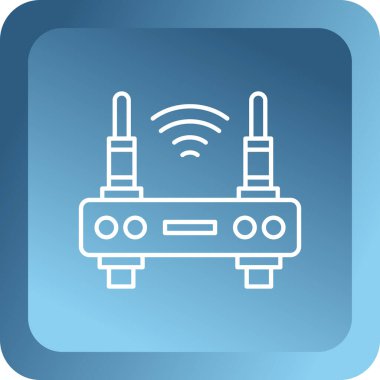 router vektör simgesi modern basit illüstrasyon, mavi kare düğme tasarımı