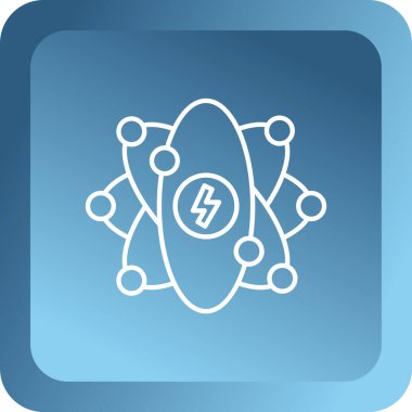 Gri zemin üzerinde yıldırım simgesi olan mavi güneş enerjisi sistemi. Yıldızın etrafını. Güneş ikonu. Çember düğmesi. vektör illüstrasyonu