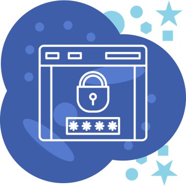 Ağ simgesi. parola kilidi düz biçim çizimi.