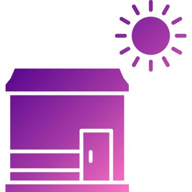 Güneşi olan bir evin vektör çizimi