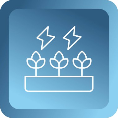 Gri arka planda kırpma ikonu olan mavi çizgili bahçe bitkisi. bitki ya da bahçe büyümesi. tarım ve bahçıvanlık. Yeşil kare düğmesi. vektör illüstrasyonu