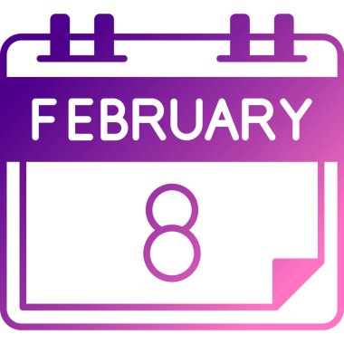 Şubat Glyph ikonu. Tarz semboldür. düz çizim, yuvarlak açılar, beyaz arkaplan