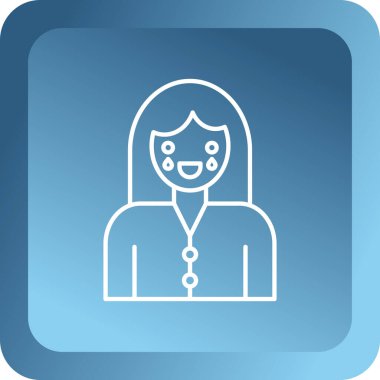 Kadın yüzü gülümseme simgesi, vektör tasarımı