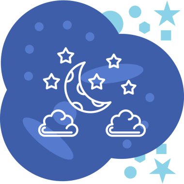 Ay ve bulut simgesi, vektör illüstrasyonu