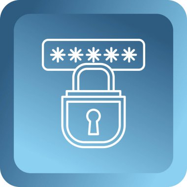 Mavi arkaplanı olan bir çemberdeki bir kilit simgesinin vektör çizimi