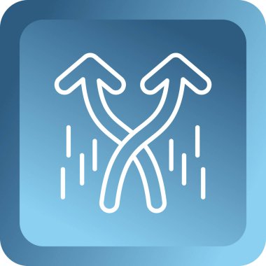 Mavi çizgi çapraz ok simgesi beyaz arkaplanda izole edildi. vektör.