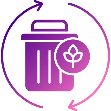 Beyaz çizgi geri dönüşüm kutusu. Çöp kutusu simgesi izole edildi. Renk arkaplanı. Çöp kutusu simgesini geri dönüştür. mor daire düğmesi. vektör illüstrasyonu.