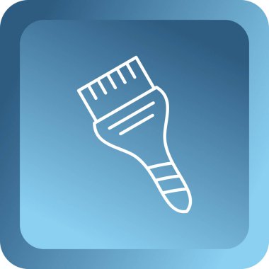 Beyaz arkaplanda el simgesi olan beyaz çizgi fırçası. Mavi daire düğmesi. vektör illüstrasyonu