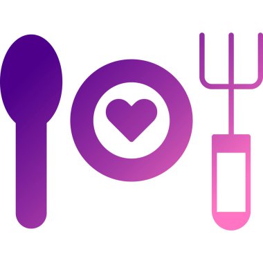 kalp aşk çatalı simgesi katı biçimde