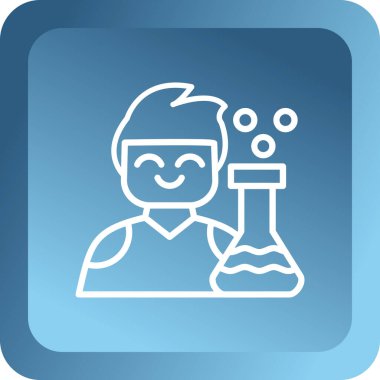 Kimyasal şişesi olan bir bilim adamının vektör çizimi