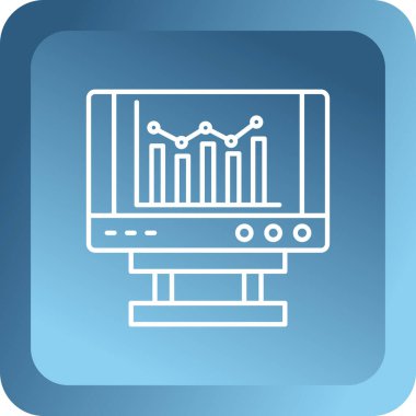 Beyaz zemin üzerinde karton kutu simgesi olan mavi çizgi taşıma bandı. Mavi daire düğmesi. vektör illüstrasyonu