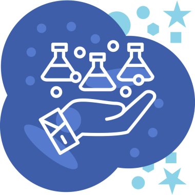 Bir şişe sıvı tutan elin vektör çizimi