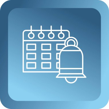 Beyaz arkaplanda mavi çizgi takvim simgesi izole edildi. olay hatırlatıcı simgesi. Mavi daire düğmesi. vektör.