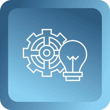 Mavi ampul ve çark simgesi beyaz arkaplanda izole edilmiş. Yenilik ve ayar kavramı. vektör illüstrasyonu