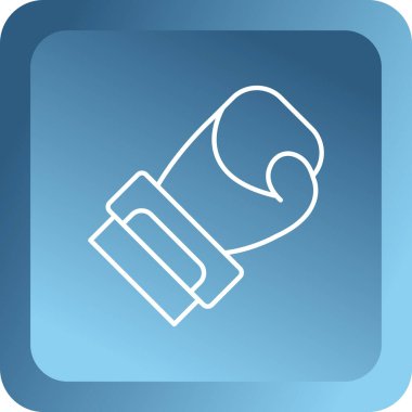 Beyaz arka planda izole edilmiş bir kürek ikonu tutan beyaz el. Bahçecilik, tarım, tarım ve çiftçilik için bahçe ekipmanları. Mavi kare düğme. vektör.