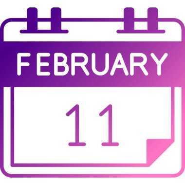 12 Şubat takviminde pembe çizgi simgesi var. Gradyan tasarımı. vektör illüstrasyonu.