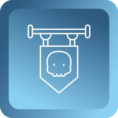 Beyaz arka planda beyaz kafatası simgesi izole edildi. Cadılar bayramı partin kutlu olsun. Mavi daire düğmesi. vektör illüstrasyonu