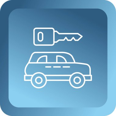 araba simgesi mavi düğme, vektör illüstrasyonu.