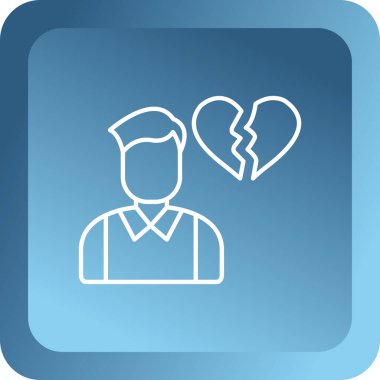 Kırık kalp simgesi, düz tasarım tarzı