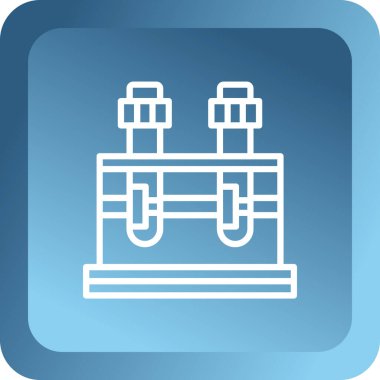 Beyaz çizgili elektrikli araba simgesi beyaz arkaplanda izole edildi. Çevreci araba. Mavi elektrik düğmesi. vektör illüstrasyonu