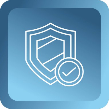 Mavi ve beyaz bir kalkan simgesinin vektör çizimi