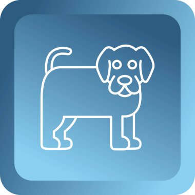 Mavi çizgi köpek simgesi beyaz arkaplanda izole edildi. Hayvanlar için hayvan barınağı. vektör illüstrasyonu