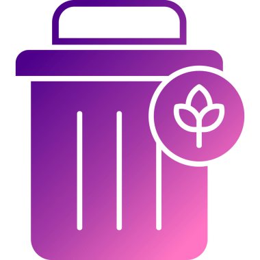 Beyaz arkaplanda izole edilmiş geri dönüşüm sembolü simgesi olan beyaz geri dönüşüm kutusu. Çöp kutusu simgesi. Çöp kutusu tabelası. Geri dönüşüm sepeti. mor daire düğmesi. vektör