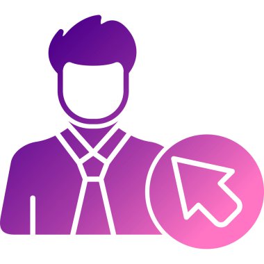 Harita imleci ikon vektör çizimi olan bir işadamı