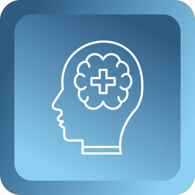 Bir beyin simgesi ile insan kafasının vektör çizimi