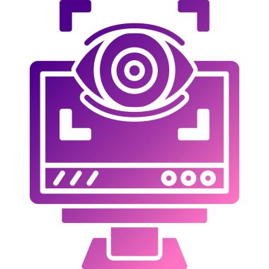 Beyaz çizgi video kamera simgesi beyaz arkaplanda izole edildi. Video kamera. Web kamerası işareti. Soyut daire renk düğmesi. vektör