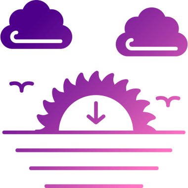 Güneş ve bulut simgelerinin vektör çizimi