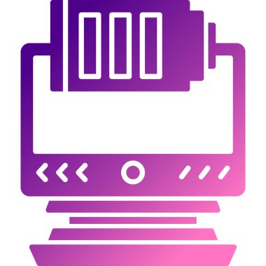 Beyaz arkaplanda izole edilmiş bir flaş simgesi olan mor çizgi bilgisayar monitörü. Şeylerin interneti. İnternet ağı. vektör illüstrasyonu