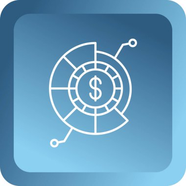 Mavi çizgi madeni para sembolü gri arkaplanda izole edilmiş. Bankacılık para birimi işareti. Para sembolü. Mavi daire düğmesi. vektör illüstrasyonu