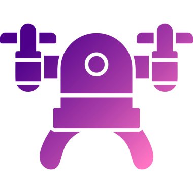 Beyaz arkaplanda izole edilmiş mor robot simgesi. vektör illüstrasyonu