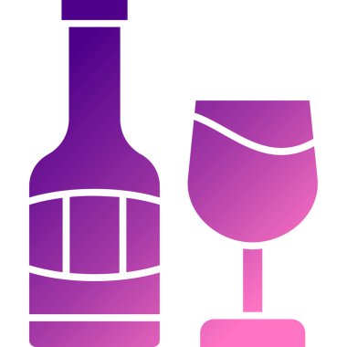 Şişeli şarap kadehinin vektör çizimi.