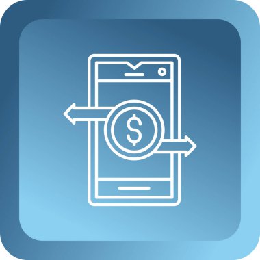 Siyah çizgi para simgesi beyaz arkaplanda izole edildi. Dolar ya da USD sembolü. Nakit bankacılık tabelası. Mavi kare düğme. vektör