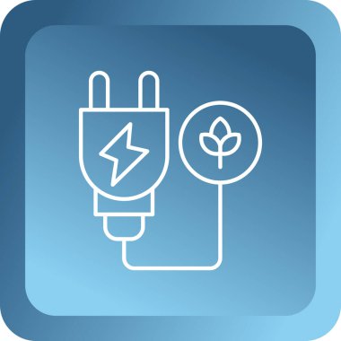 Beyaz arkaplanda beyaz çizgi pil simgesi izole edildi. Şimşek sembolü. Mavi kare düğme. vektör illüstrasyonu