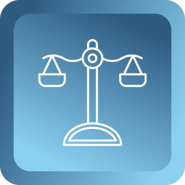 Gri çizgi adalet terazisi beyaz arka planda izole edilmiş bir ikon. Mahkeme sembolü. Denge işareti. vektör illüstrasyonu.