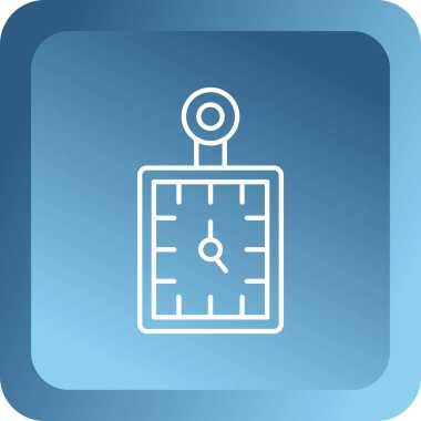 Mavi arkaplanda beyaz takvim ve saat simgesi izole edildi. Zaman yönetimi sembolü. Hatırlatma sembolü Zaman yönetimi. Mavi daire düğmesi. vektör.