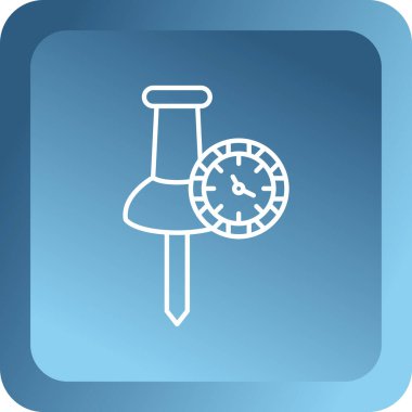 Mavi çizgi saat simgesi beyaz arkaplanda izole edildi. Zaman sembolü. Mavi daire düğmesi. vektör