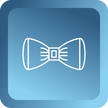 Beyaz arka planda izole edilmiş beyaz papyon simgesi. Mavi kare düğme. vektör illüstrasyonu