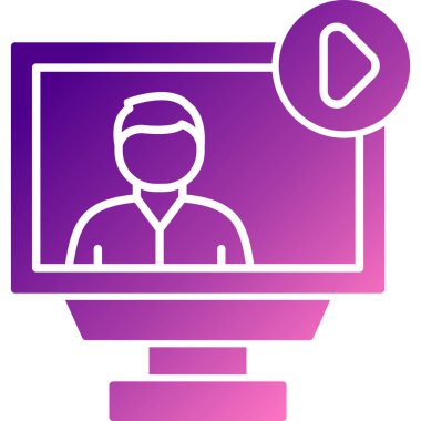 Mor takım elbiseli ve dizüstü bilgisayarı olan bir adamın vektör çizimi