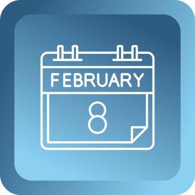 Şubat Glyph ikonu. Tasarım gündüz sembolüdür. vektör illüstrasyonu.