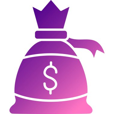 Dolar dolu bir çanta ile izole edilmiş para simgesi