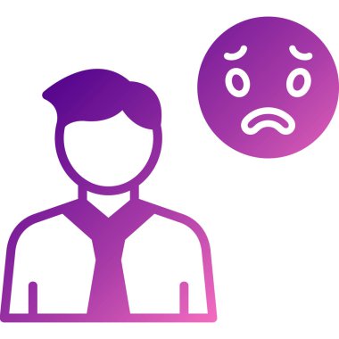 Yüz ikonu vektör illüstrasyonlu üzgün adam