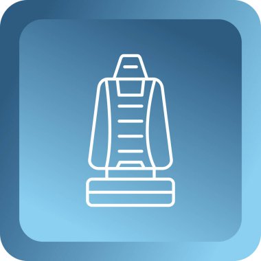 Beyaz çizgi havlu simgesi uzun arkaplanda izole edildi. Mavi kare düğme. vektör illüstrasyonu